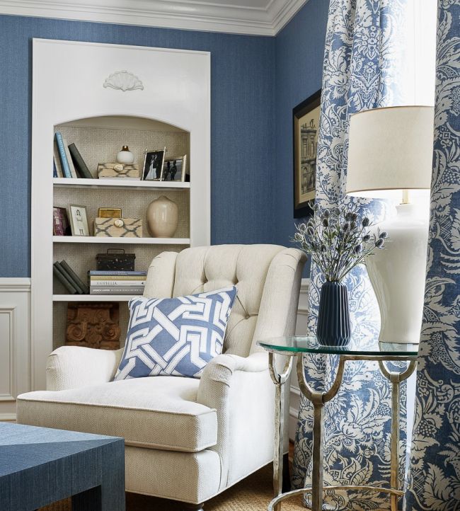 Roscoe Herringbone Room Wallpaper - Blue