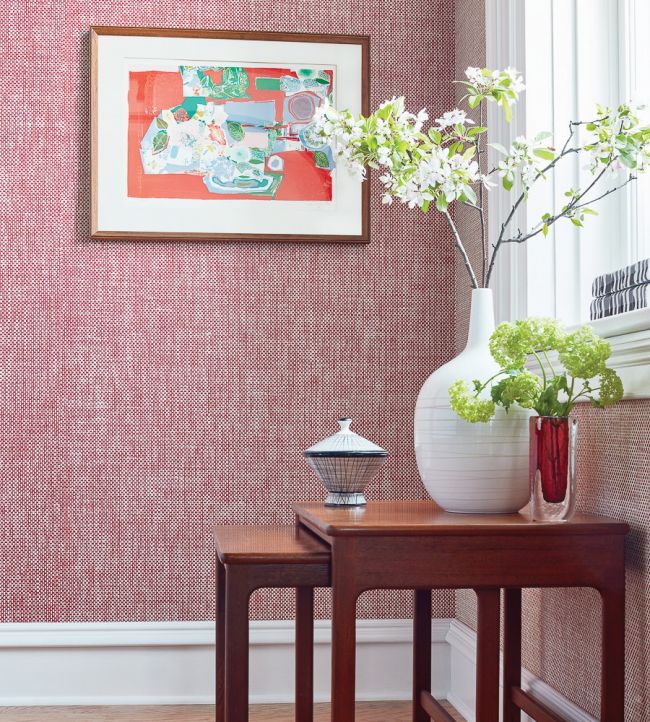 Wicker Weave Room Wallpaper - Pink