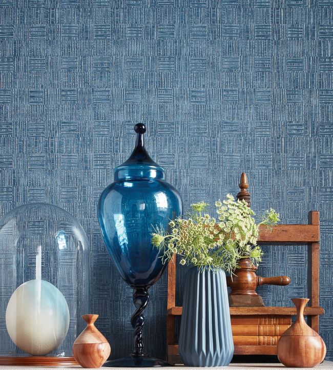 Tunica Basket Room Wallpaper - Blue