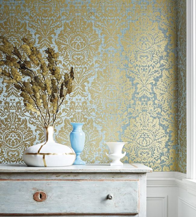 Kingsbury Damask Room Wallpaper 2 - Gold