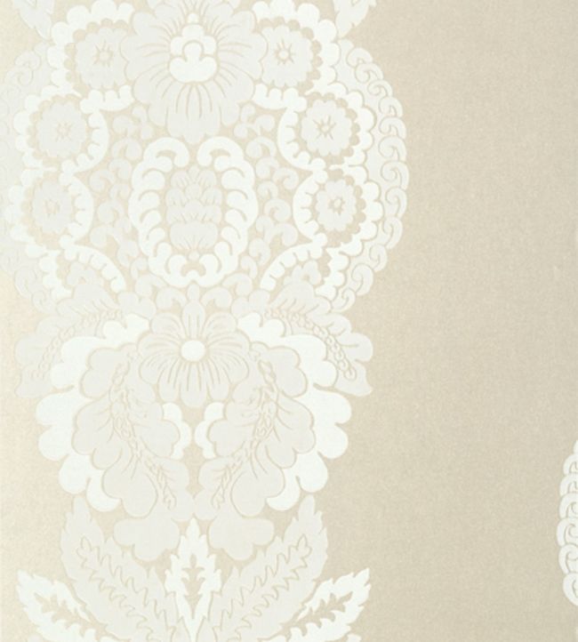 Rowan Damask Flock Wallpaper - Sand 