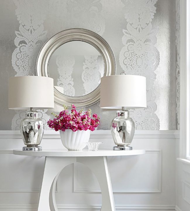 Rowan Damask Room Wallpaper - White