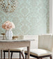 Passaro Damask Room Wallpaper - Teal