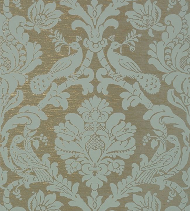 Passaro Damask Wallpaper - Teal 