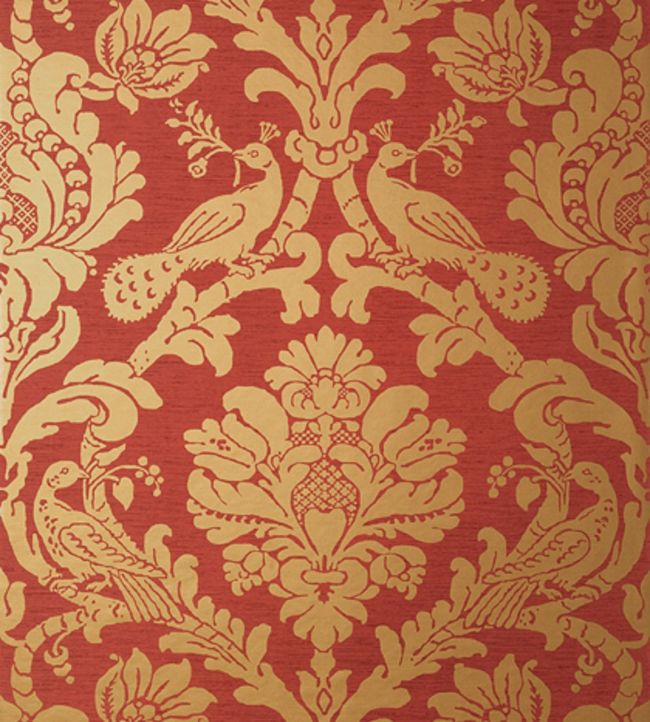 Passaro Damask Wallpaper - Red 