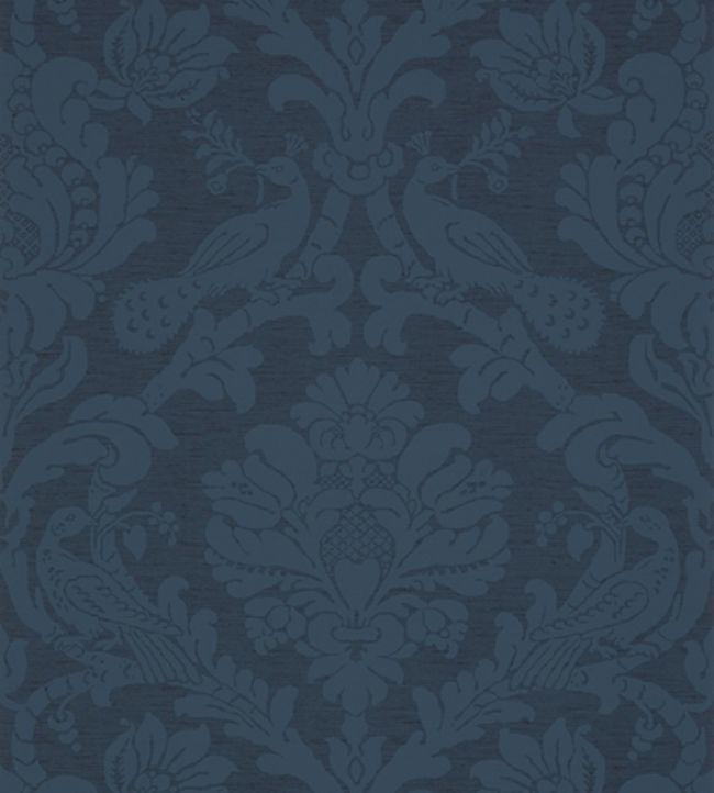 Passaro Damask Wallpaper - Blue 