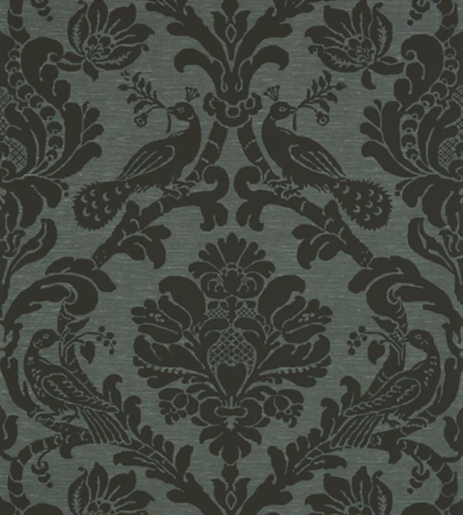 Passaro Damask Wallpaper - Black