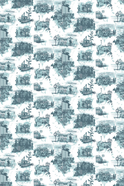 Edinburgh Toile Wallpaper - Blue