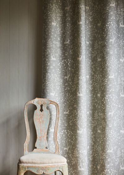Voysey Park Fabric - Silver - Lewis & Wood
