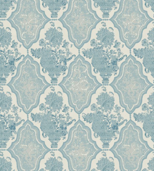 Cameo Vase Wallpaper - Teal