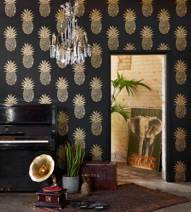 Tobago Room Wallpaper - Black