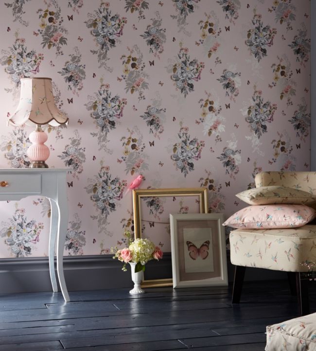 Botanical Bouquet Room Wallpaper - Pink