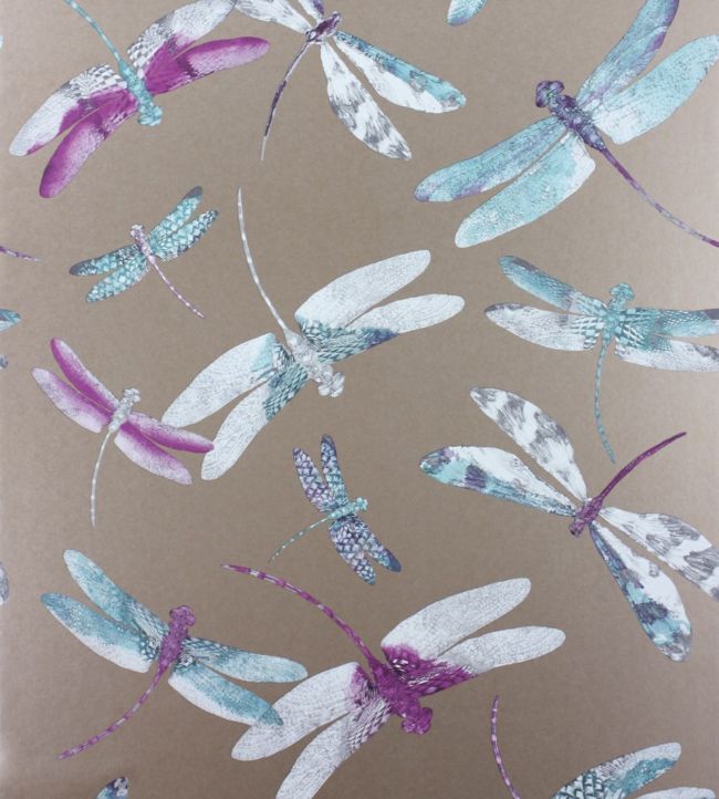 Dragonfly Dance Nursey Wallpaper - Purple 