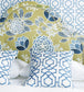 Alston Trellis Room Embroidery Fabric - Blue