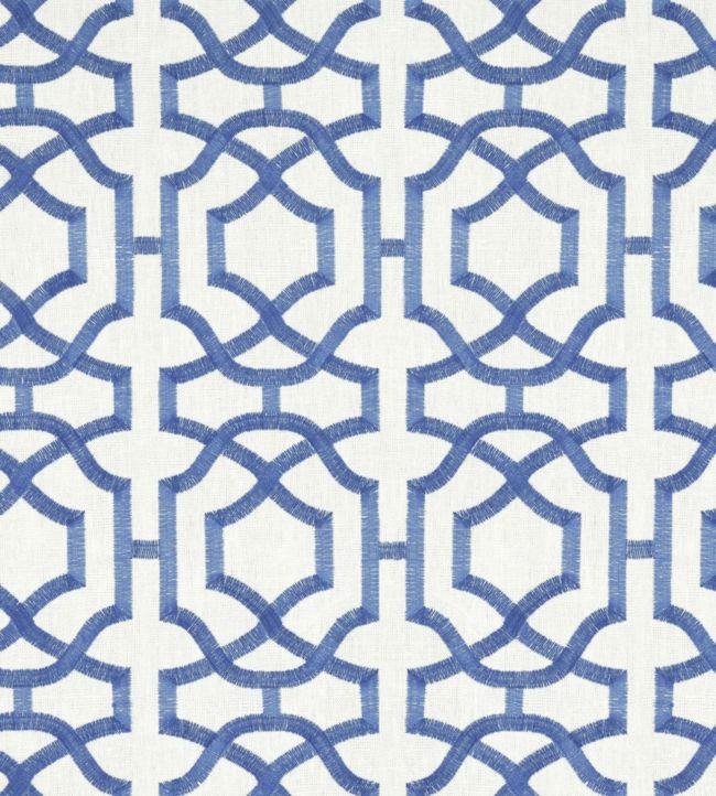 Alston Trellis Embroidery Fabric - Blue 