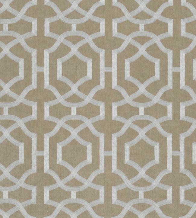 Alston Trellis Embroidery Fabric - Brown 