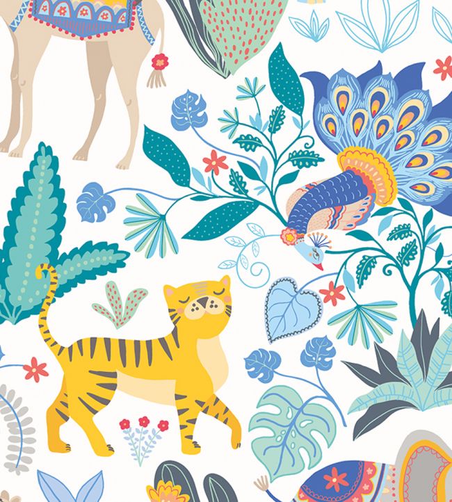 Samba Safari Nursey Wallpaper - Blue 