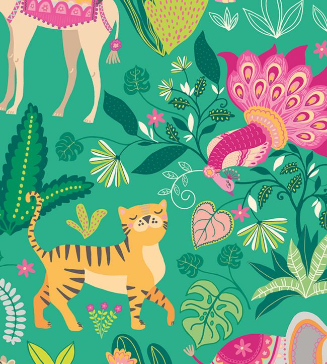 Samba Safari Nursey Wallpaper - Green 