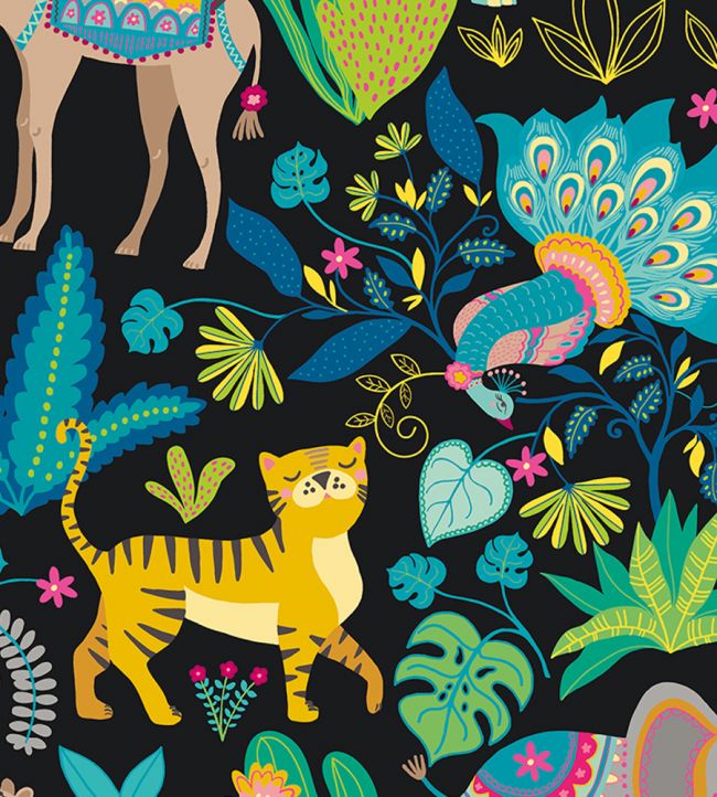 Samba Safari Nursey Wallpaper - Black