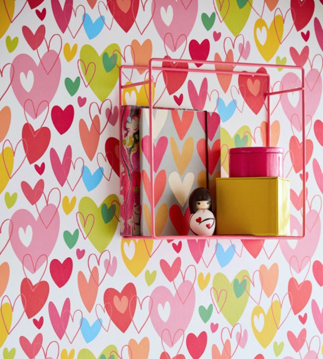 Pop Hearts Room Wallpaper 3 - Pink