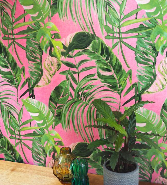 Palmera Room Wallpaper - Pink