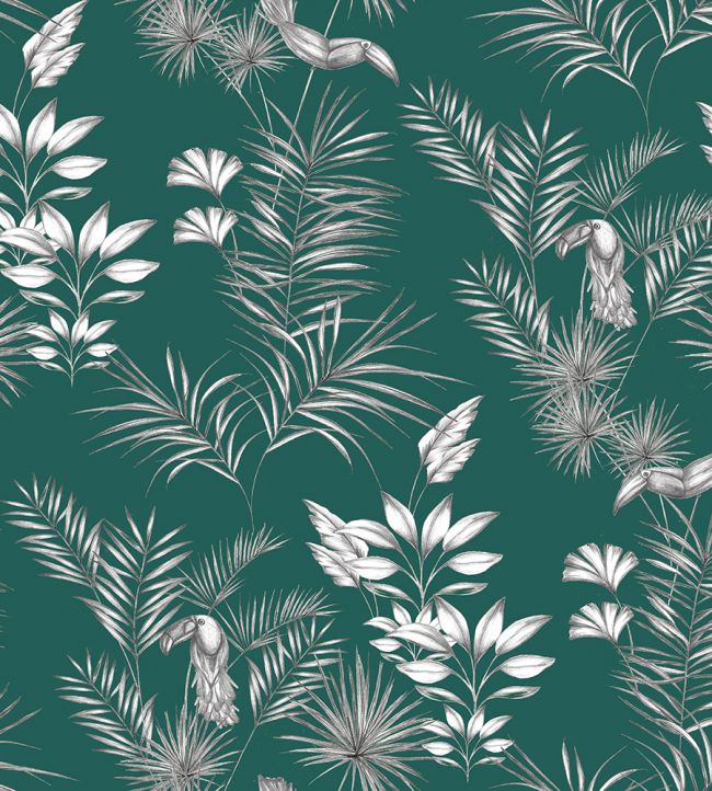 Toucan Toile Wallpaper - Green 