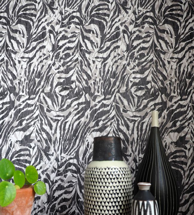 Zebra Room Wallpaper - Black