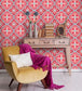 Rufous Tile Room Wallpaper - Pink