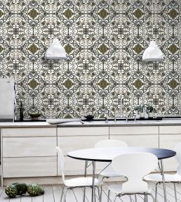 Organic Tile Room Wallpaper - Green