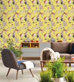 Pin-up Girls Room Wallpaper - Yellow