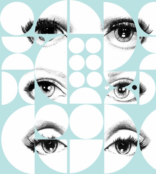 Eyes and Circles Wallpaper - Teal