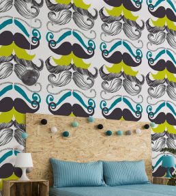 Different Moustaches Room Wallpaper - Multicolor