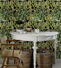 Opuntia Room Wallpaper - Green