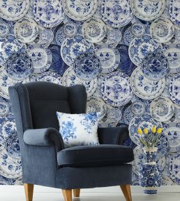 Delftware Room Wallpaper - Blue