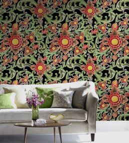 Floral Painting Room Wallpaper - Green