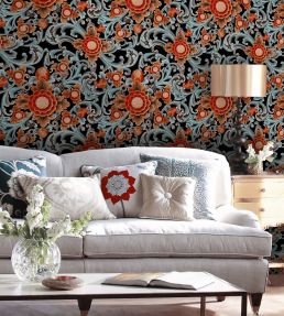 Floral Painting Room Wallpaper - Teal