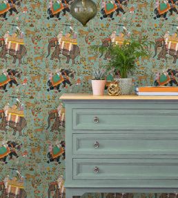 Hindustan Room Wallpaper - Teal