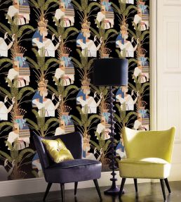 Egyptian Queens Room Wallpaper - Black