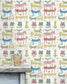 Stacked Animals Nursey Room Wallpaper - Multicolor