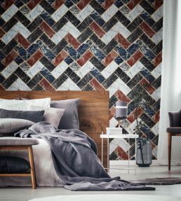 Herringbone Room Wallpaper - Brown