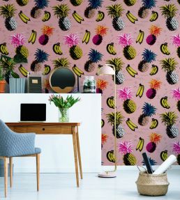 Flying Objects Room Wallpaper - Pink