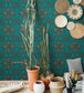 Hindu Bloom Room Wallpaper - Teal