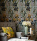 Fleurs D'iris Room Wallpaper - Teal