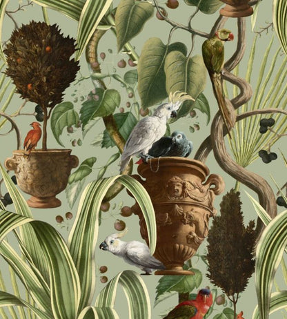 Exotic Menagerie Wallpaper - Green