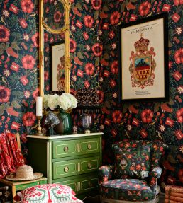 Folk Szekely Room Wallpaper - Red