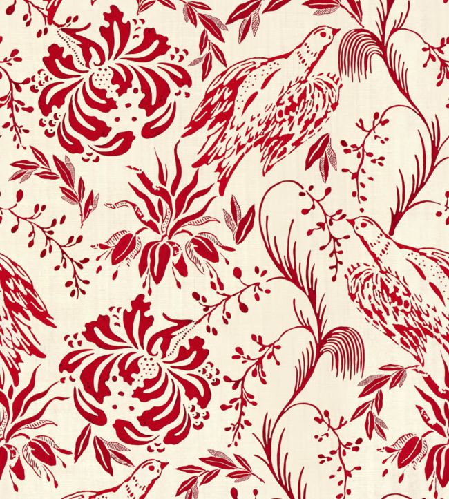 Folk Embroidery Wallpaper - Red