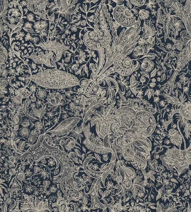 Sarkozi Embroidery Wallpaper - Blue 