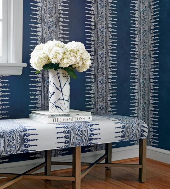 Javanese Stripe Room Wallpaper - Blue