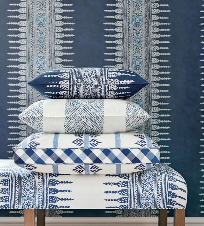 Javanese Stripe Room Wallpaper 2 - Blue