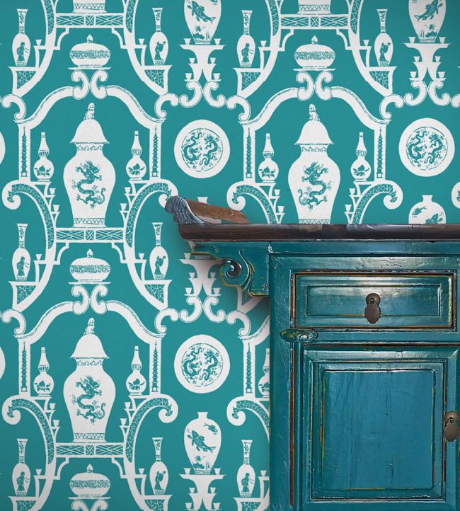 Cathay Room Wallpaper - Teal